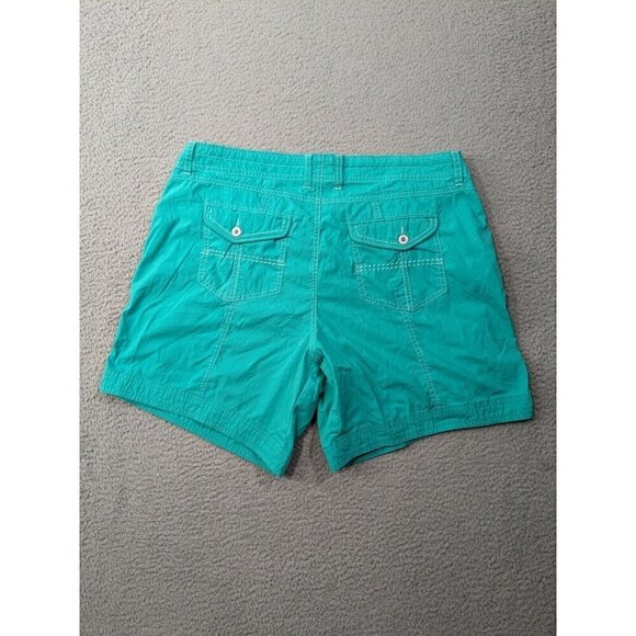 Kuhl Shorts Womens 14 Cotton Nylon Stretch Hiking Flap Pockets Bluish Green - Picture 2 of 15